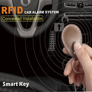 BANVIE Piele Cheie Auto Alarma Auto Motor Buton Start Stop RFID de Blocare a Comutatorului de Aprindere Sistem de Intrare fără cheie Anti-furt