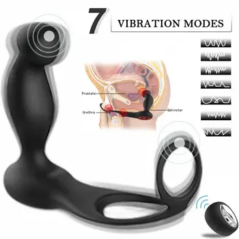 Prostata masaj sex Masculin sănătate silicon de control de la distanță anal plug Testicule și penis inel de blocare Realistic dildo vibrator Erotic jucărie