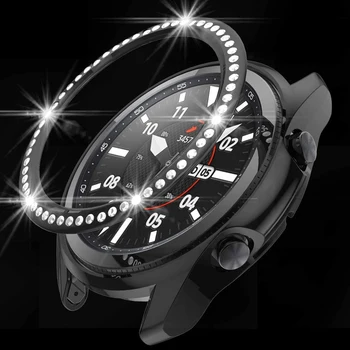 Pentru samsung galaxy watch 3 caz + bezel inel moale TPU Bumper pentru galaxy watch 3 45mm 41mm Bling Cristal, bezel buclă acoperi caz