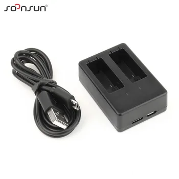 SOONSUN USB Dual Slot AHDBT-501 Încărcător Dock încărcător cu Cablu pentru GoPro Hero 8 7 6 5 Negru Go Pro Accesorii
