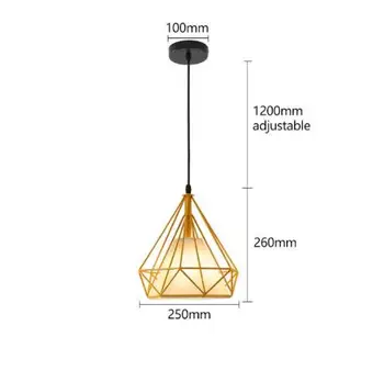 Piramida pandantiv lampă neagră colivie lampă de pandantiv de fier minimalist modern, retro loft cușcă de metal cu E27