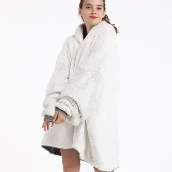 Iarna, Hanorace Femei Supradimensionat Hanorac Pătură Cu Mâneci Tricou De Pluș Lungă Cu Glugă Straturi De Fleece Pătură Caldă Hanorace 2021