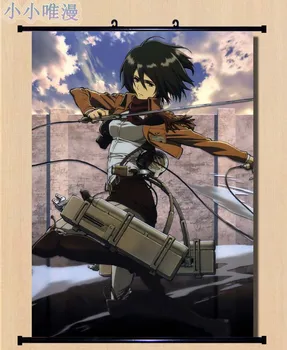 Anime-ul japonez Atac pe Titan Shingeki nu Kyojin Mikasa Ackerman & Eren Jaeger Home Decor Perete Scroll Poster Decorativ Imagine