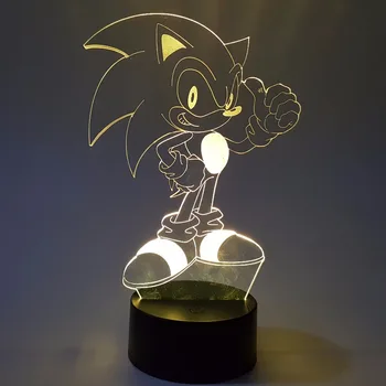 Sonic 3D Veioza Iluzie Vizuală LED Schimbarea Sonic Ariciul Acțiune Figura Noutate Lumina Pentru Cadouri de Crăciun