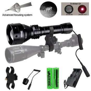 800Yards 70mm Obiectiv cu Zoom Reglabil Lanterna Infrarosu 850nm IR Viziune de Noapte iluminator Pusca+Mount+Switch+2*18650+Incarcator
