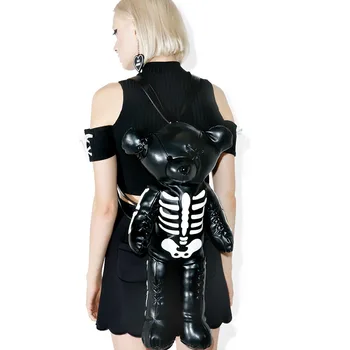 Pe de Vânzare Expune Osul de Agrement Vacanta de Moda Negru Gotic Cosplay Saci Poartă Rucsac pentru Fete Femei