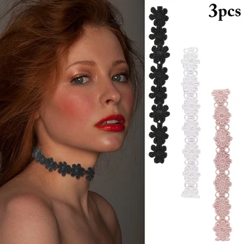 3PCS Femei Fete Cravată de Moda de Flori Dantela Tatuaj Cravată Colier Clavicula Colier Retro Bijuterii Accesorii Cadou