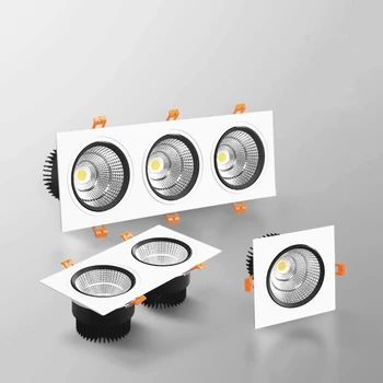 Super-luminos pătrat încorporat reglaj COB LED downlight LED lumina plafon AC110V~220V LED lumina plafon de iluminat interior