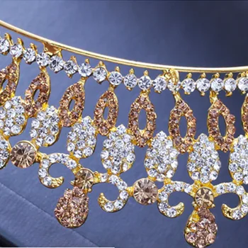 Fierbinte de Vânzare de Aur de Cristal Doamnelor Regina Tiara Baroc Stras Coroana Femei de Mireasa Diademe pentru Mirese Cap Decoratiuni LB
