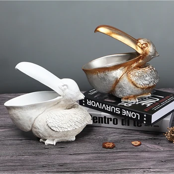 Nordic Gura Mare Pelican Pasăre Figurina Telefon Bijuterii Cheie De Depozitare Creative Rășină Toucan Statuie Acasă Living Decor De Birou