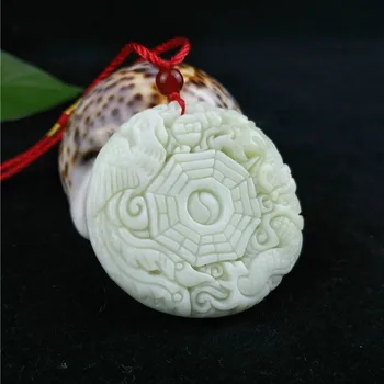 Chineză Naturale Jad Alb Dragon Phoenix Pandantiv Colier Moda Farmec Bijuterii Accesorii Sculptate Amuleta Cadouri pentru Femei Barbati