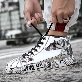 Femei Pantofi De Argint, De Aur 2020 Moda Mare Platforma De Top Graffiti Femei Pantofi Casual De Iarna Iubitorii De Adidași Din Piele Pantofi De Femeie