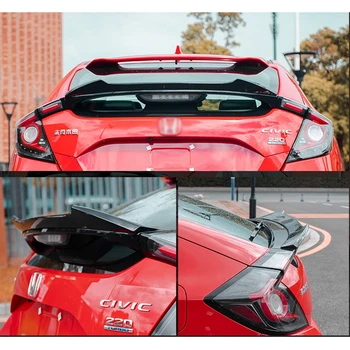 Portbagajul din spate Spoiler Boot Buza Aripii pentru Honda Civic X 10 Hatchback 2016 - 2019 ABS Negru Lucios / fibra de carbon