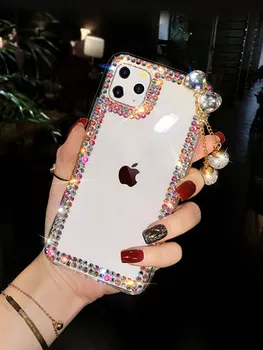Moda Bling Cristal Pandantiv de Diamant Caz Acoperire Pentru Iphone 12 11 Pro Max XS Max XR X 8 7 6 Plus Caz
