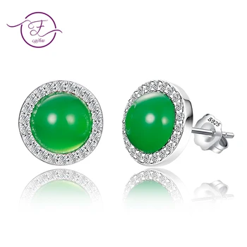 Rosu Verde En-Gros De Argint 925 Cercei Moda Bijuterii Pentru Femei Design Nou Chalecedony Stud Cercei Lady Vintage Accesorii