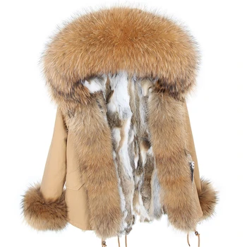 2020 noua moda de iarna femeie haina parka raton guler de blana cu gluga detasabila blana de iepure rex captuseala stil de brand de brand de Top