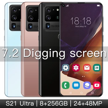 Smartphone Samsum S21UItra 7.2 Inch Global Versiunea Completă ecran Quad Camera Android 10 12GB 512GB 48MP 5800Mah În Stoc