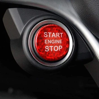Fibra de Carbon Mașină Butonul Start Decorare Acoperire pentru Alfa Romeo Giulia/Stelvio Rosu 1 Buc