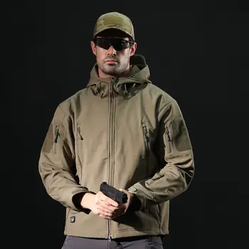 2020 Nouă Tactică Soft Shell Jacheta Barbati Camuflaj Impermeabil cu Gluga de Lână Haină Călduroasă de Iarnă pentru Bărbați Canadiană Îmbrăcăminte exterioară XS - 5XL