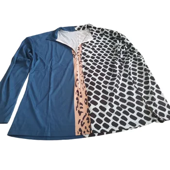 Toamna de Moda Leopard Carouri Panou cu Fermoar Top femei OL birou T-shirt Doamnelor Strada V-Neck Maneca Lunga Plus Dimensiune T-shirt 2XL