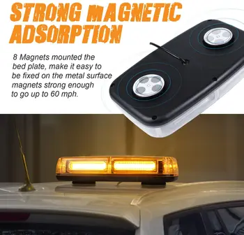 12V 60W 6-LED COB Emergenecy Avertizare Lumini Intermitente Amber Pericol Far Lumini Bar de Recuperare Lumina Strobe cu Bază Magnetică