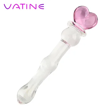 VATINE Lucid Anal Margele de Sticla Penis artificial Jucarii Sexuale pentru Femei Roz Adult Inima Produs Vaginal și Anal Stimulare