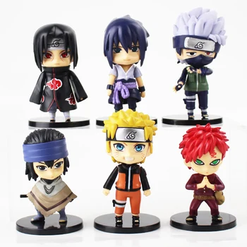 6pcs/lot Naruto Shippuden Cifre Naruto Sasuke Itachi, Kakashi Gaara Model de Jucarii si Cadouri pentru Copii