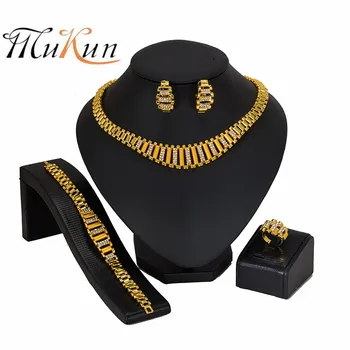 MUKUN en-Gros 2019 Dubai Culoare de Aur Seturi de Bijuterii Femei Nunta declarație set de bijuterii de Moda din Africa Margele Marca Seturi de Bijuterii