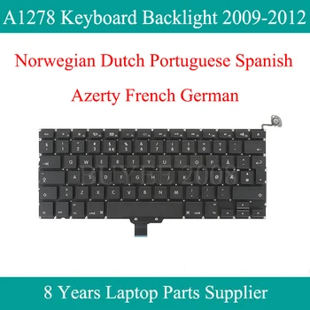 Norvegiană olandeză portugheză spaniolă franceză germană A1278 Tastatură Pentru Macbook Pro A1278 SP FR GE UE lumina de Fundal Tastatură 2009-2012