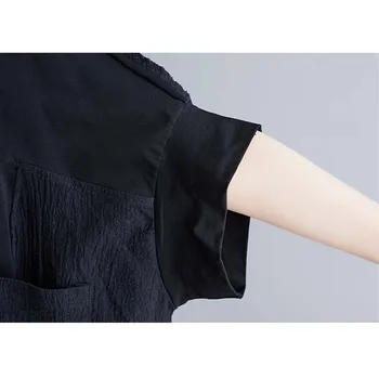 Supradimensionate de Vara Femei Alb T-Shirt Rochie Plus Dimensiune 4XL 5XL 6XL Lenjerie de pat din Bumbac Maneci Liliac Rochie coreeană T Cămașă Rochie de sex Feminin 2020