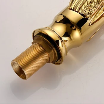De lux de Cupru apă caldă și rece robinete swan robinet de Aur Terminat bazinul robinet monocomanda G1081