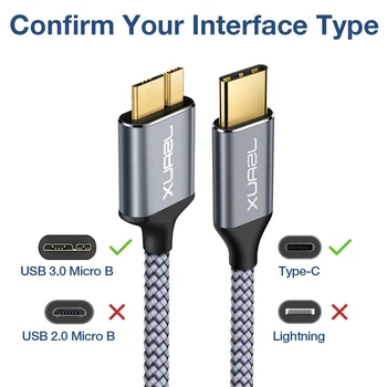 C USB Micro B 3.0 Cablu Jsaux 5Gbps Conector de Date, Adaptor Pentru Hard Disk Smartphone PC USB de Tip C, Incarcator Camera Disc Cablu