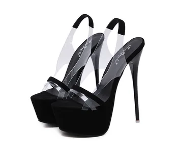 Femei Negru Transparent Platforma Tocuri Subtiri, Sandale cu Toc Pompe de sex Feminin Pantofi Pantofi de Înaltă Calitate 17cm 2020 Nou sdf45