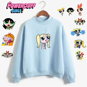 Kawaii Powerpuff Girls Drăguț Tricou de Moda de Îmbrăcăminte pentru Femei Tricou de Imprimare de Desene animate Hoody Fete Kawaii Pulovere Topuri