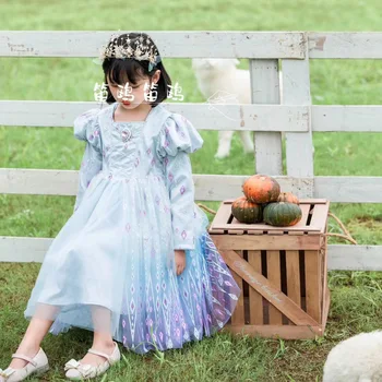 Fete Aisha rochie 2020 nou pentru copii alba ca zapada stil occidental ziua puffy rochie plasă de rochie de printesa