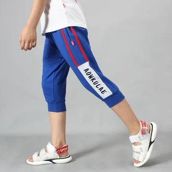 4-13 Ani Baieti Pantaloni Trunchiate Stil coreean Moda Vara Bumbac Sport Capri Pantaloni copii pentru Copii de petrecere a timpului Liber Codrin KF554