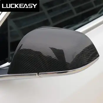 LUCKEASY Fibra de Carbon mașină de capace de oglinzi pentru 2017-2019 Tesla Model 3 Partea Capace de Oglinzi Capac 3K 240g Fibra de Carbon x2