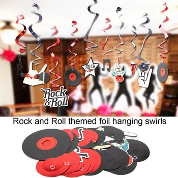 Rock Roll-Decoratiuni Partid Set De Muzică Agățat Vârtej Decor Flori De Hârtie Ciucure Ghirlanda Baloane Latex Petrecere De Ziua Consumabile