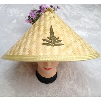 Chineză Stil Retro Pescar Palarie de Soare Bambus Rattan 36cm Dia Handmade Țese Pălărie de Paie Dans Recuzită Con Umbrelă de soare Pălărie