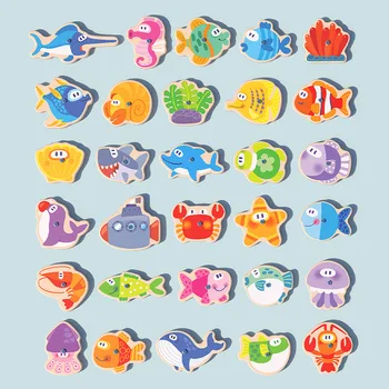 30pcs Pește din Lemn de Pescuit Jucărie Magnetică Copilul Digital Alfabetul Jucării Educative pentru Copii Joc de Puzzle de Joacă în aer liber Set