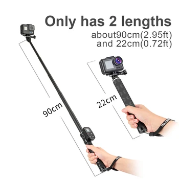 TELESIN 90cm Fibra de Carbon mai Usor Selfie Stick Aliaj de Aluminiu Trepied Pentru GoPro Hero 9 5 6 7 8 Pentru DJI Osmo de Acțiune aparat de Fotografiat Ac