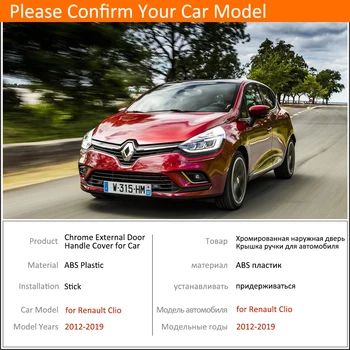 Accesorii auto Exterioare Ușă Mâner Cromat Capac pentru Renault Clio IV 4 Luteția 2012~2019 2018 Protecție Trim Set Autocolante