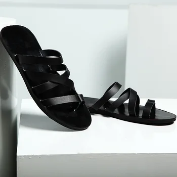 De Vară 2020 Moda Barbati Sandale Din Piele De Înaltă Calitate Bărbați Roman Plaja Pantofi Casual, Sandale, Papuci Bărbați Plus Dimensiune 36-46