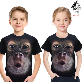 2-13Y Copii Haine de Vară Maimuță Amuzant Cimpanzeu tipar Digital 3D Baiat cu Maneci Scurte T-shirt pentru Fata Topuri Tricouri Îmbrăcăminte pentru copii