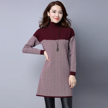 Moda pulover pentru femei de primăvară și de toamnă nou coreean Slim secțiunea lung jumătate-guler înalt pulover pulover femei tricou tx0