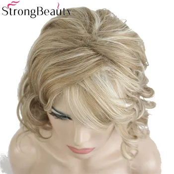 StrongBeauty Scurt Ondulat Peruca Blonda Sintetic Rezistent la Căldură Peruci Par pentru Femei