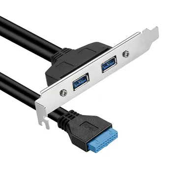 2 Porturi USB 3.0 de sex Feminin Panoul din Spate de La Placa de baza 20pin Antet Conector Cablu Adaptor Cu Slot PCI Placa Suport de 50cm