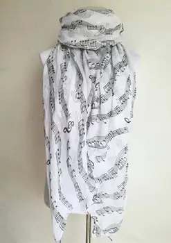 10buc/lot Nou de Femei de Moda Notă Muzicală Imprimare Eșarfă Lungă Elegant Eșarfe Gât Wrap Furat Cravată de Înaltă Calitate lady eșarfe