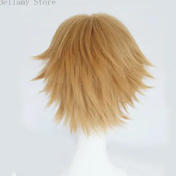 Anime Danganronpa Fujisaki Chihiro Cosplay hairwear scurt Aur Perucă Blondă+Capac de Peruca