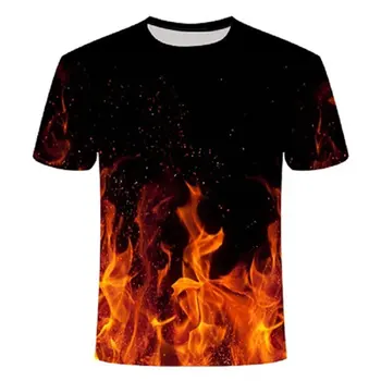 2020 casual de vara de imprimare 3D flacără de dragoste tricou barbati unisex cu mânecă scurtă de moda de top, O-neck negru T-shirt mari/mici dimensiuni